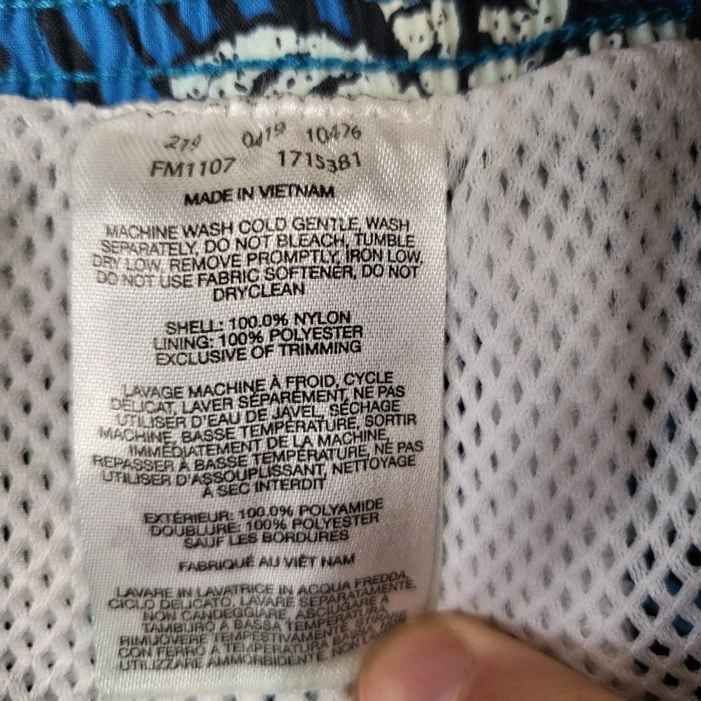 Columbia PFG Shorts Mens XL Blue Palm Tree Shark Fishing Mesh Lined 6in